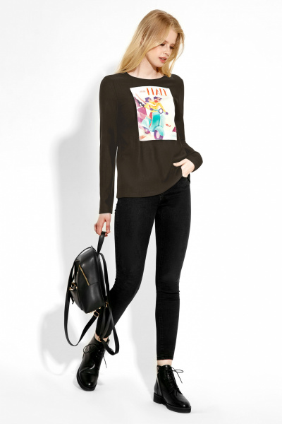 Джемпер женский прямой стиль на каждый день из вискозы Панда 4040z хаки - фото 1