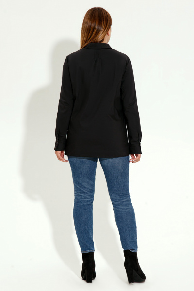 Черная хлопковая блузка с вертикальными защипами и вышивкой рябина Панда 8940z черный - фото 2