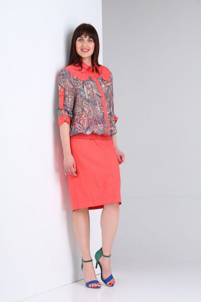 Юбка и блуза из шифона с рукавом 3/4 и поясом VIA-Mod 467 - фото 2