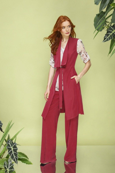 Блуза из шелковой ткани с складками и V-образным вырезом Alena Goretskaya А739/3 - фото 1