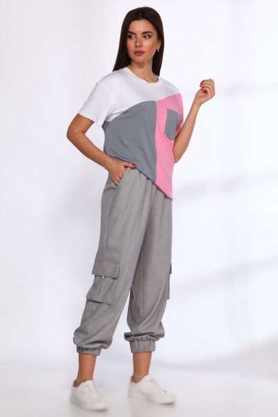 Брюки, майка Angelina & Сompany 550 серо-розовый - фото 4