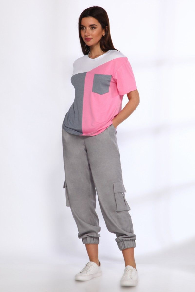 Брюки, майка Angelina & Сompany 550 серо-розовый - фото 3