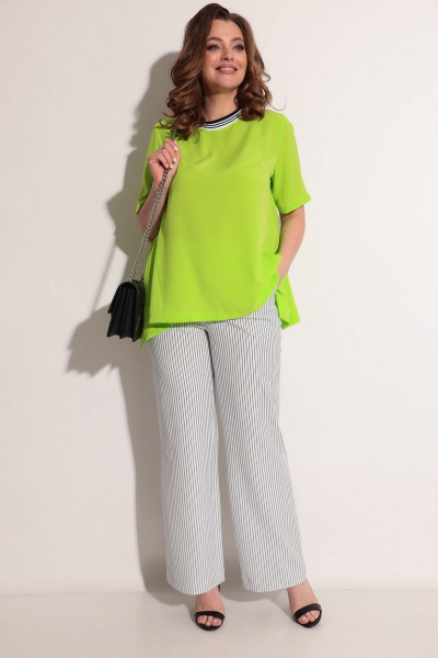 Блуза, брюки Michel chic 1235 салатовый-молочный - фото 2