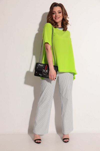 Блуза, брюки Michel chic 1235 салатовый-молочный - фото 1