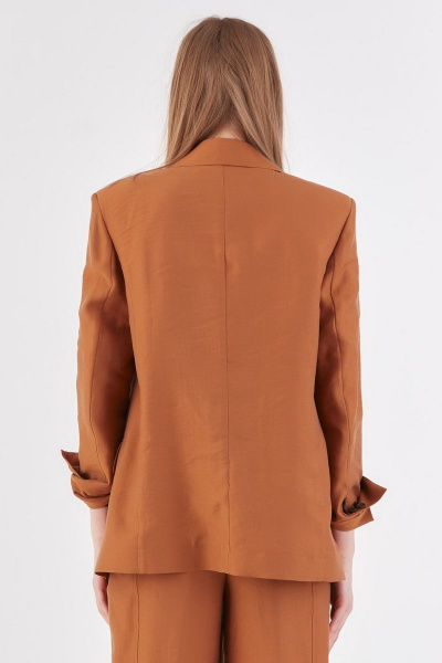 Коричневый легкий жакет из вискозы и текстиля Lakbi 52319 - фото 3