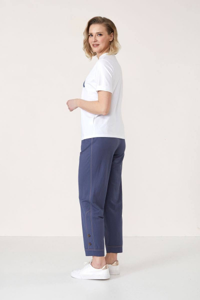 Удобные хлопковые брюки с кулиской и боковыми карманами Fawi 550025 синий - фото 2