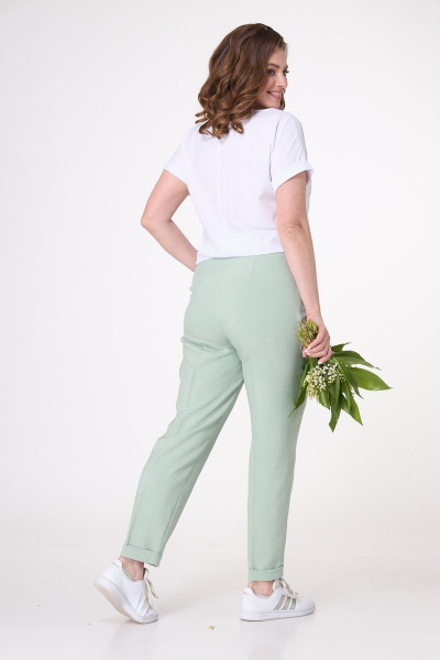 Блуза, брюки, жакет T&N 7018 фисташка-белый - фото 3