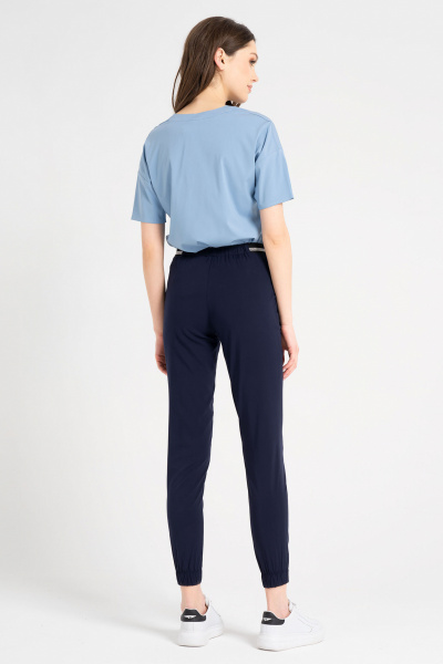Летние брюки из вискозы с резинкой и карманами Панда 722360p синий - фото 2