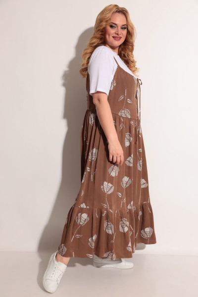 Майка, сарафан Michel chic 1236 коричневый+белый - фото 3