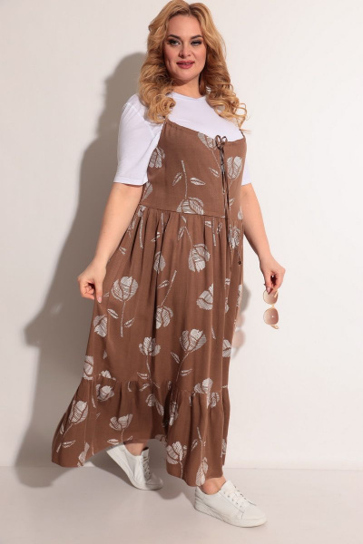 Майка, сарафан Michel chic 1236 коричневый+белый - фото 2