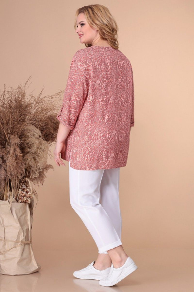 Летняя хлопковая туника свободного кроя с принтом Линия Л Б-1887 терракот_лапка - фото 4