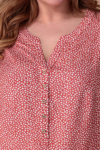 Летняя хлопковая туника свободного кроя с принтом Линия Л Б-1887 терракот_лапка - фото 3