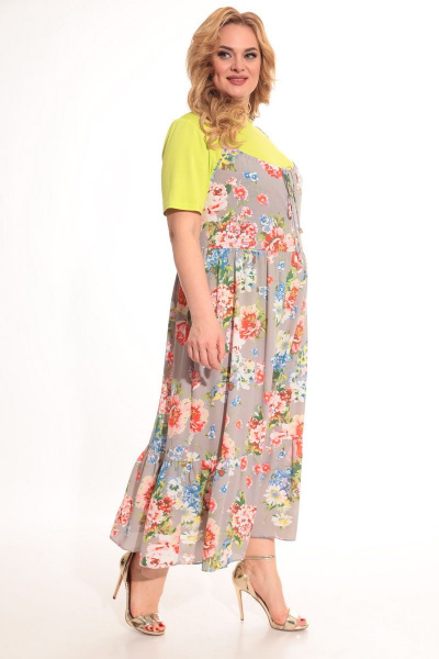Майка, сарафан Michel chic 1236 салат+цветы - фото 2