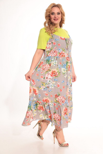 Майка, сарафан Michel chic 1236 салат+цветы - фото 3