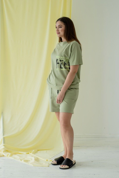 Джемпер, шорты Angelina 6681 зелень - фото 1