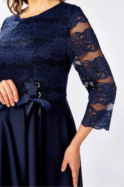 Платье с кружевом женское синее Mira Fashion 5571-2 - фото 3