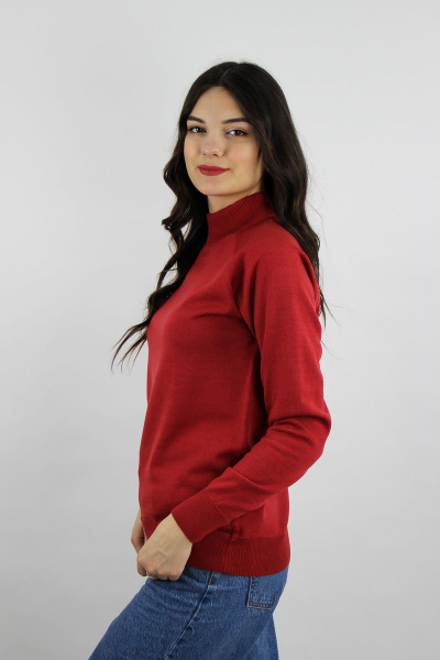 Демисезонный вязаный свитер с регланом и двойной стойкой Полесье С3316-15 5С1754-Д43 158,164 красный_минерал - фото 2