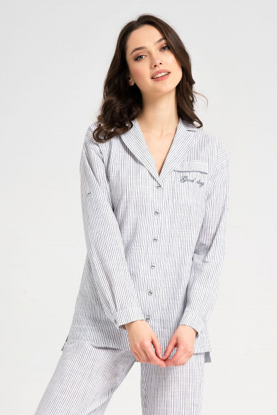 Летний белый комплект блузка и брюки из хлопка Панда 7920z белый - фото 3