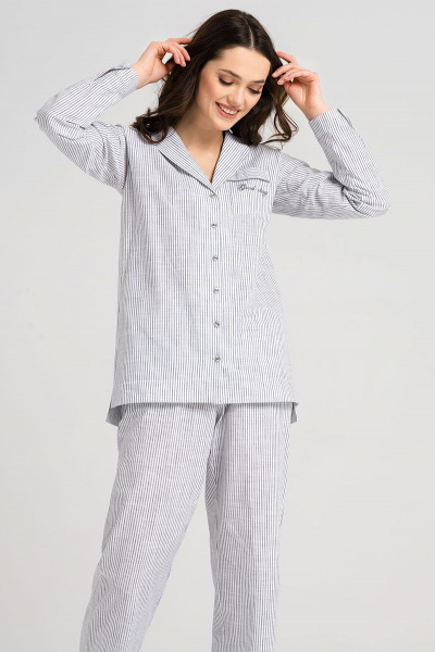 Летний белый комплект блузка и брюки из хлопка Панда 7920z белый - фото 2