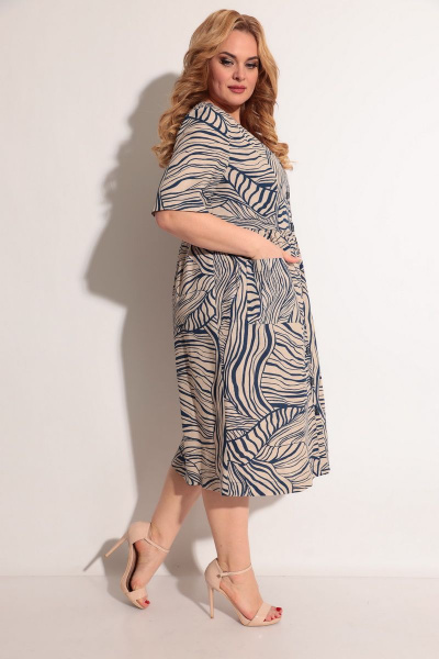 Платье Michel chic 2004 бежевый+синий - фото 3