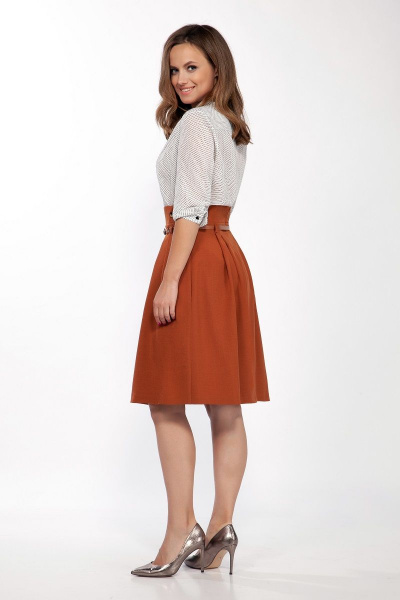 Комплект из блузы и юбки с складками из текстиля для на каждый день Vitol Fashion В-2132 - фото 3