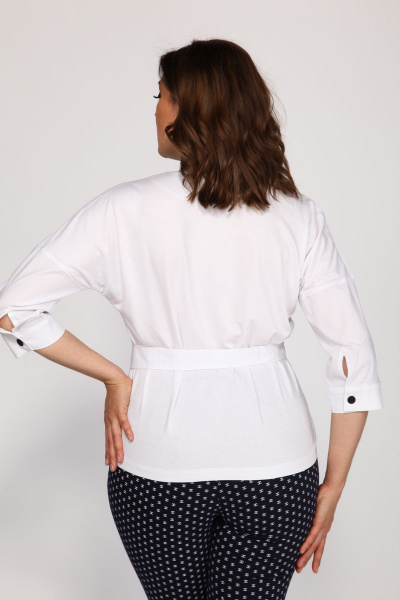 Белая прямого кроя блуза из хлопка и вискозы Klever 275 белый - фото 6