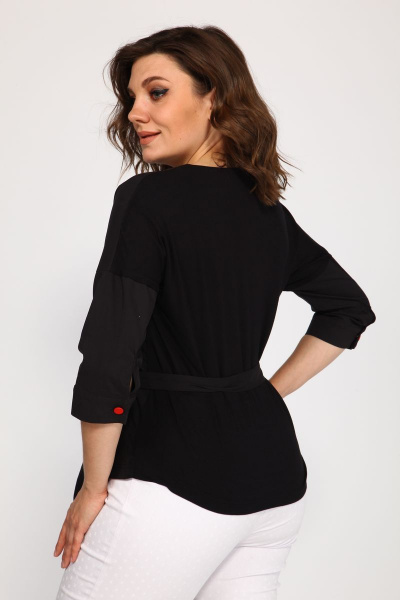 Черная блуза из текстиля и хлопка для летних дней Klever 275 черный - фото 4