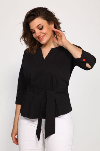Черная блуза из текстиля и хлопка для летних дней Klever 275 черный - фото 2