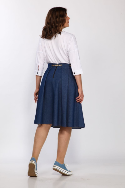 Юбка полуклеш из денима с карманами и складками Klever 225 синий - фото 8
