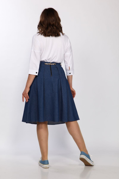 Юбка полуклеш из денима с карманами и складками Klever 225 синий - фото 7