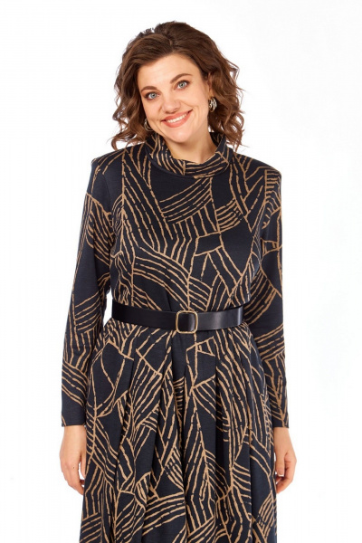 Платье Милора-стиль 1164/1 бежевый_черный_с_разводами - фото 4