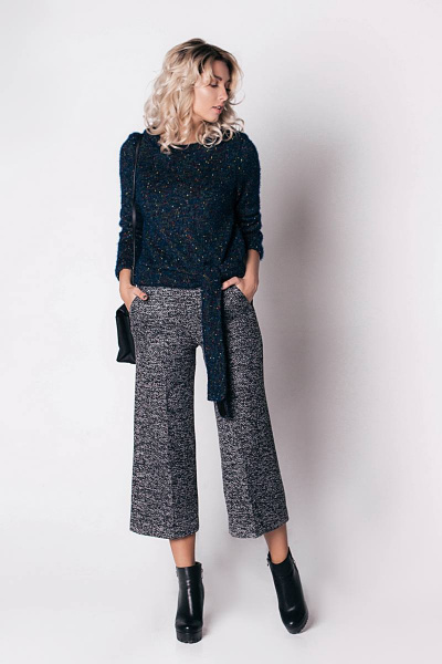 Мягкие трикотажные кюлоты для повседневной носки Sharm-Art 827 черный/белый - фото 3