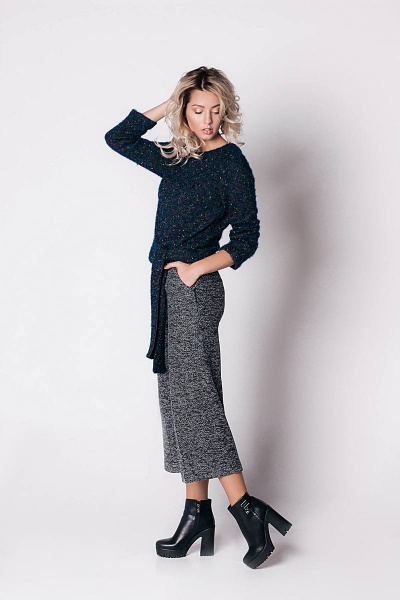 Мягкие трикотажные кюлоты для повседневной носки Sharm-Art 827 черный/белый - фото 4