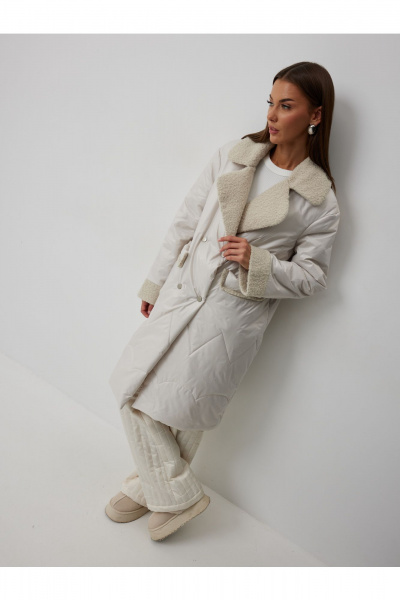 Пальто V&N Fashion 1065 бежевый - фото 5