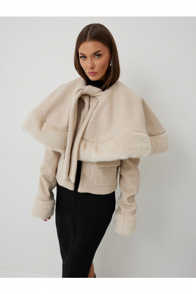 Шуба V&N Fashion 1090 бежевый - фото 8