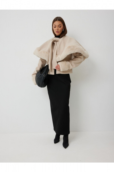 Шуба V&N Fashion 1090 бежевый - фото 2
