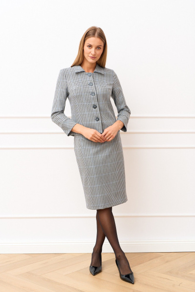 Жакет, юбка MARIKA 451 серо-синий - фото 7