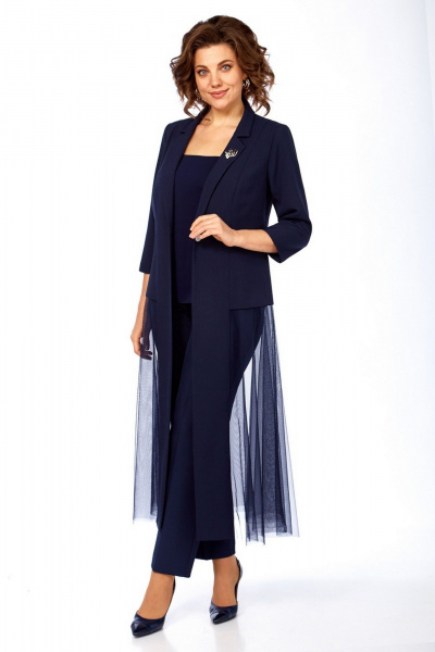 Брюки, жакет, топ Милора-стиль 1428 синий - фото 3