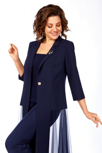 Брюки, жакет, топ Милора-стиль 1428 синий - фото 2