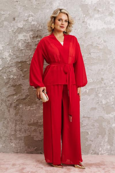 Блуза, брюки Anastasia 1063.1 красный - фото 8
