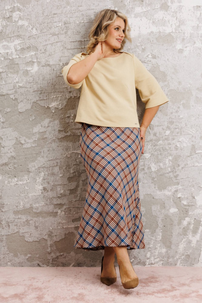 Блуза, юбка Anastasia 1174 сливочный/клетка - фото 5