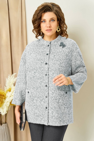 Блуза, брюки, жакет VOLNA 1439 бело-графитовый - фото 3