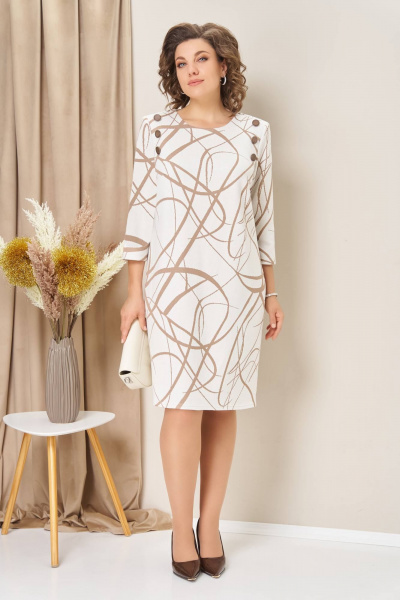 Платье VOLNA 1457 бежево-белый - фото 5