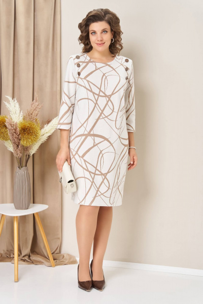 Платье VOLNA 1457 бежево-белый - фото 1