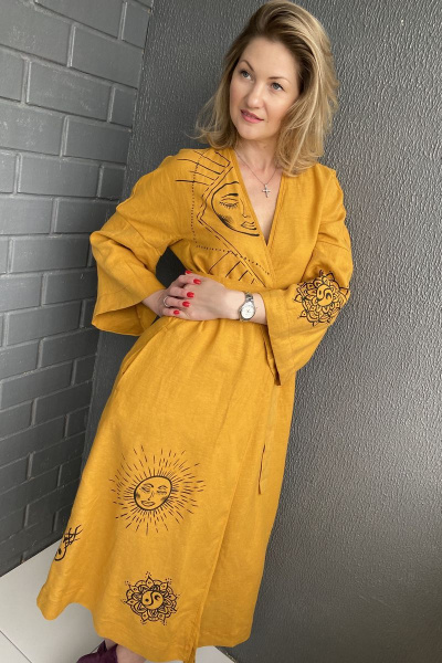 Платье-кимоно с спущенным рукавом и ручной росписью Pavlova 112 - фото 5