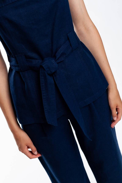 Летний леновый топ с поясом и глубоким V-вырезом Femme & Devur 70564 1.36F(170) - фото 6