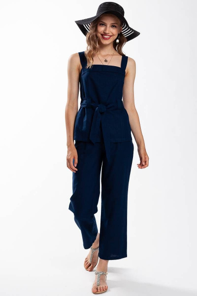 Летний леновый топ с поясом и глубоким V-вырезом Femme & Devur 70564 1.36F(170) - фото 2