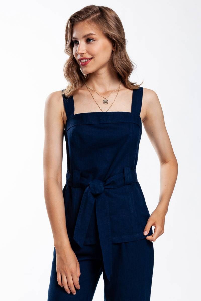 Летний леновый топ с поясом и глубоким V-вырезом Femme & Devur 70564 1.36F(170) - фото 1