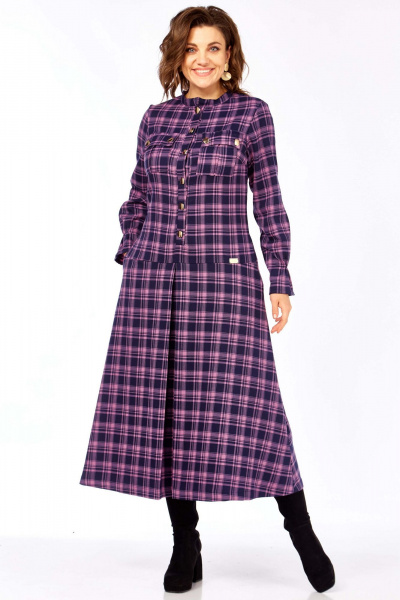 Платье Celentano 5074 фиолетовая_клетка - фото 7