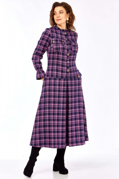 Платье Celentano 5074 фиолетовая_клетка - фото 6